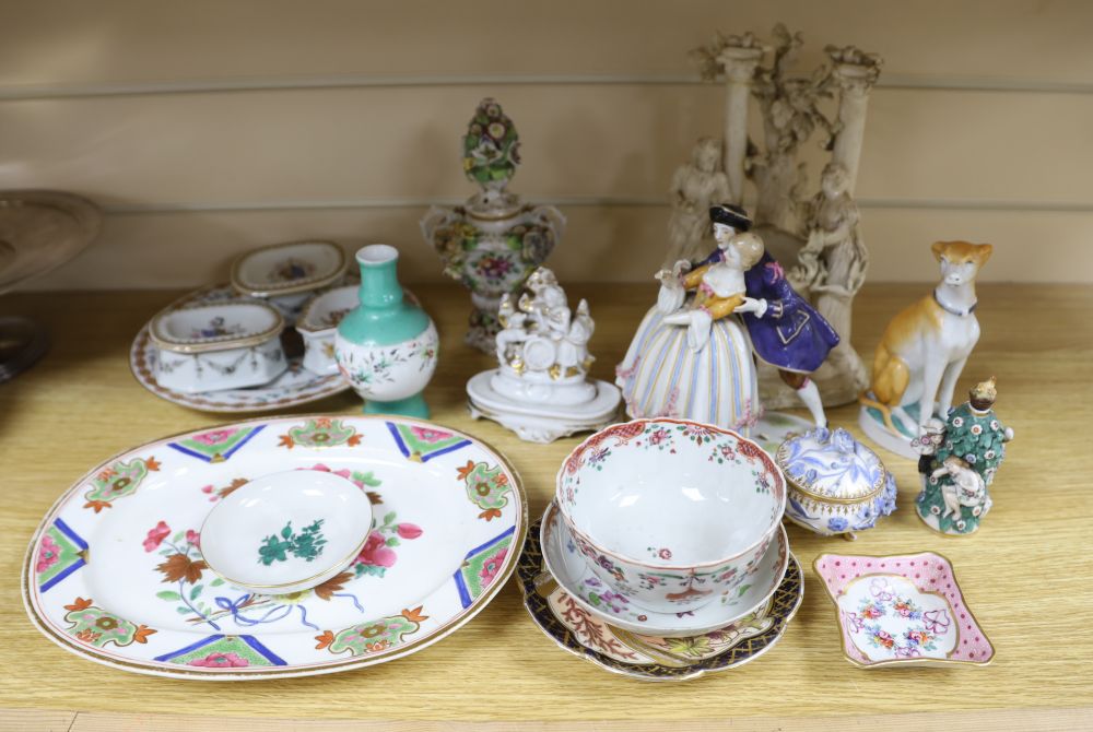 A group of Continental porcelain figures, vases and dishes, 19th/20th century